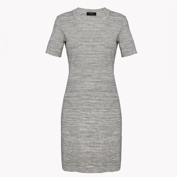 Theory Gray T-Shirt Crew Neck Ribbed Dress - Picture 1 of 6